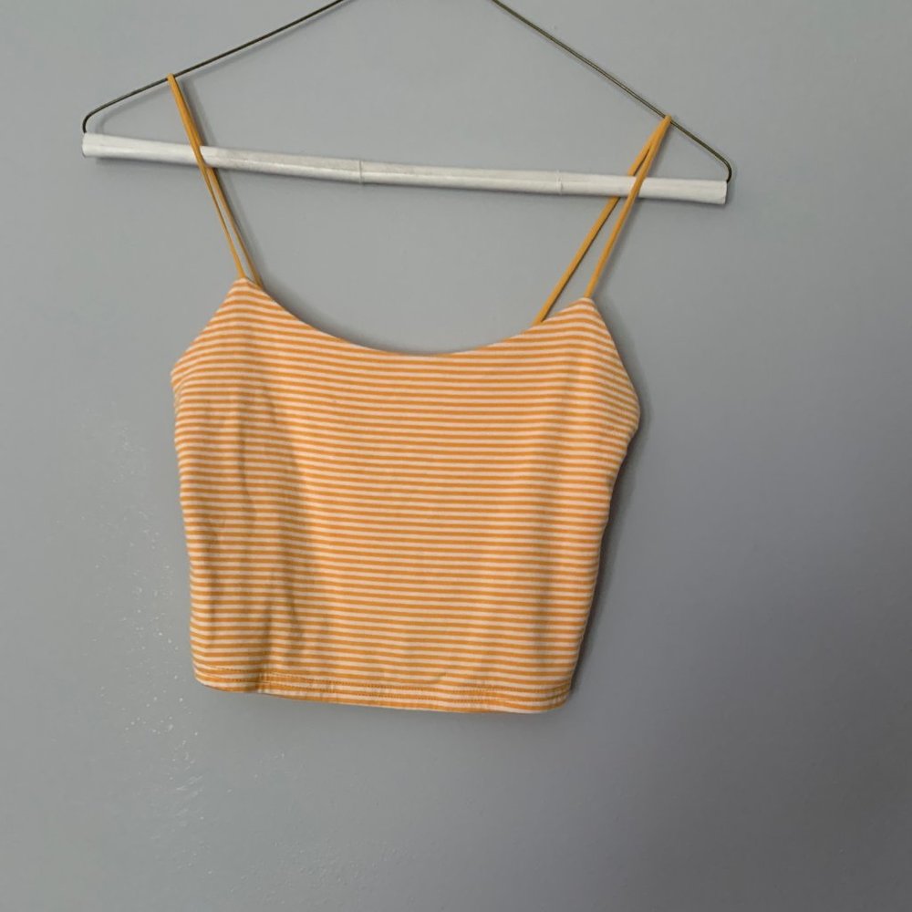 Pacsun Basics Yellow Striped Crop Top